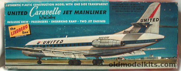 Lindberg 1/96 United Airlines Caravelle with Full Interior - Clear Fuselage 1/2 - Crew - Passengers, 568-149 plastic model kit